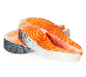 Whole salmon steak cut slices